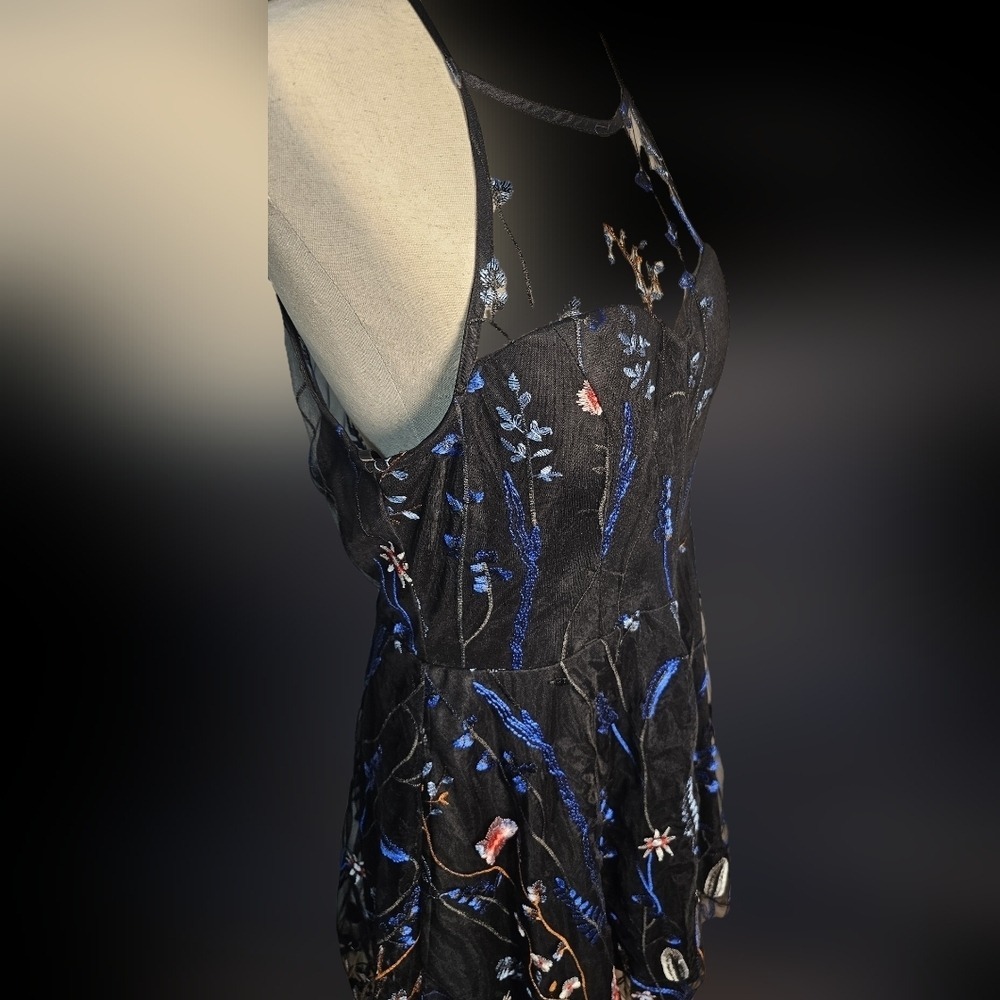 Floral Embroidered Black Dress By My Michelle. Black Fully Embroidered - Picture 7 of 14